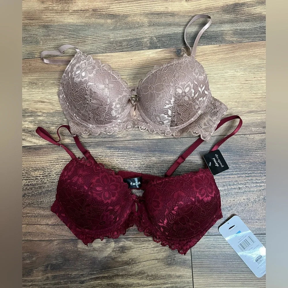 Rene Rofe 2 bras size 36c floral lace Demi push up - Picture 1 of 4
